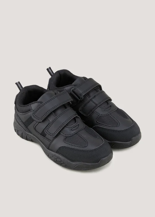 Boys Black Scuff Resistant School Trainers (Younger 10-Older 6) - Size 1 Image 1