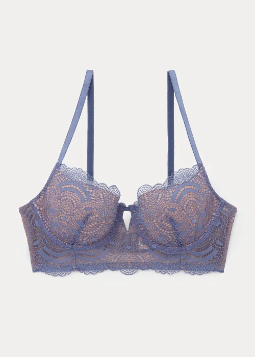 Blue Lace Longline Bra - 32B Image 4