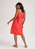 Coral Double Cloth Bead Knee Length Dress - 8 Image 2