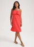 Coral Double Cloth Bead Knee Length Dress - 8 Image 1