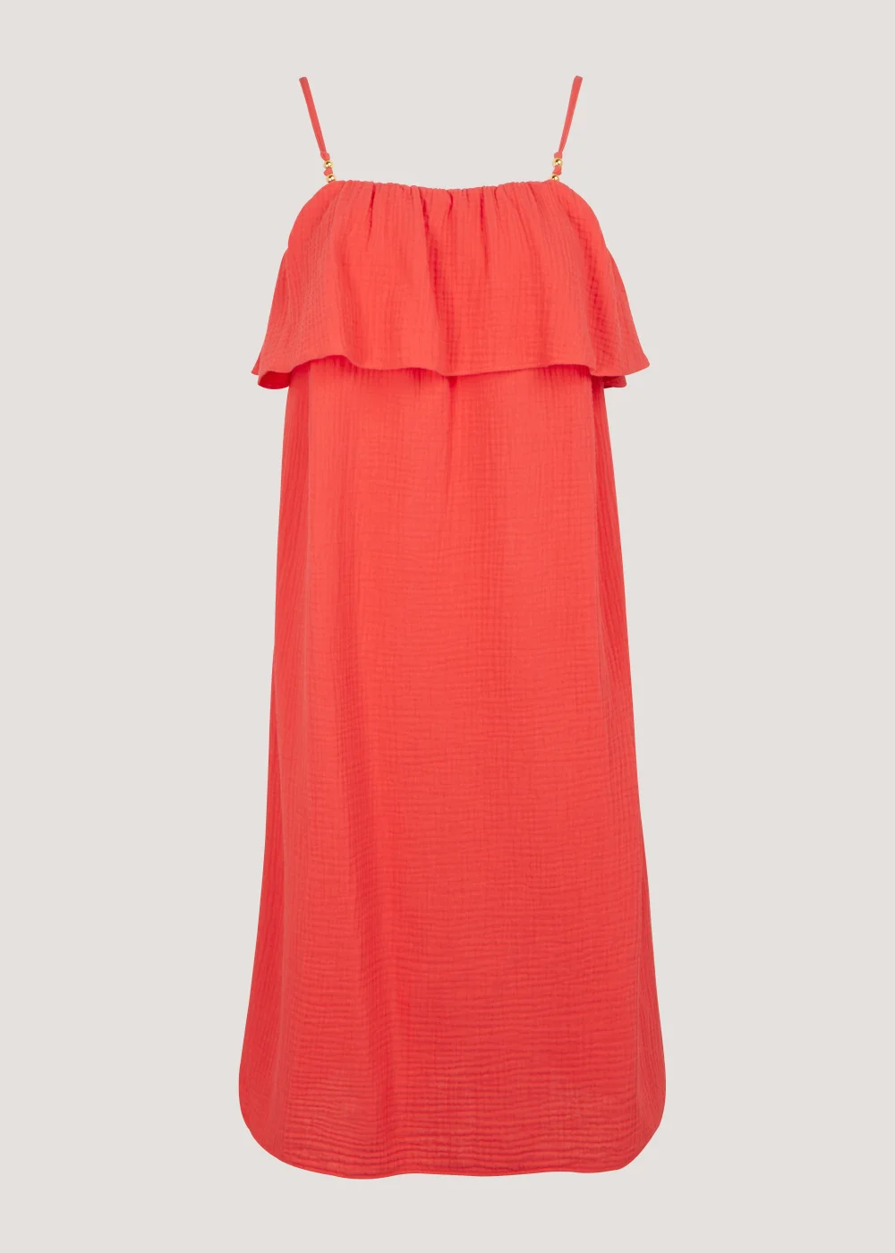 Coral Double Cloth Bead Knee Length Dress - 8 Image 4