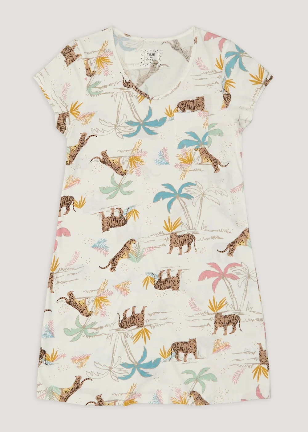 Multicoloured Tiger Print Pocket Nightie - Small Image 4
