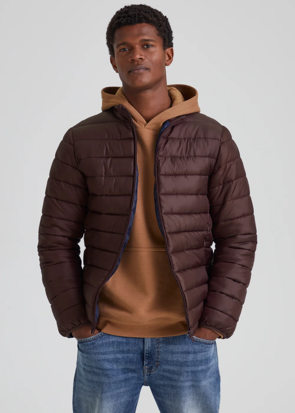 Burgundy Funnel Neck Packable Puffer Coat - S Image 1