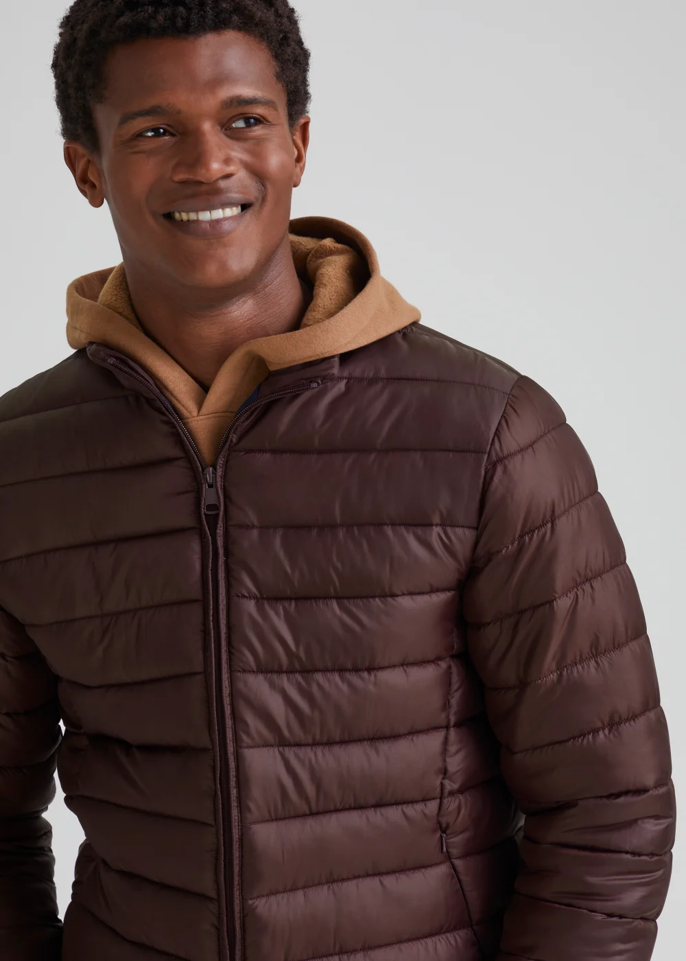Burgundy Funnel Neck Packable Puffer Coat - S Image 3