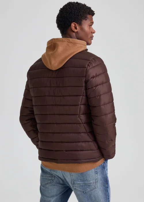 Burgundy Funnel Neck Packable Puffer Coat - S Image 2
