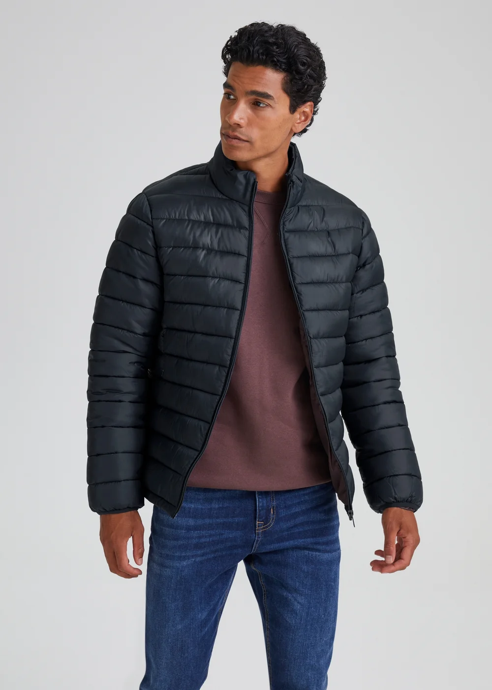 Navy Funnel Neck Puffer Coat - S Image 1