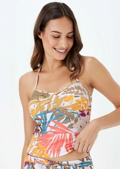 Multicoloured Leaf Print Tankini Top - Size 8 Image 1