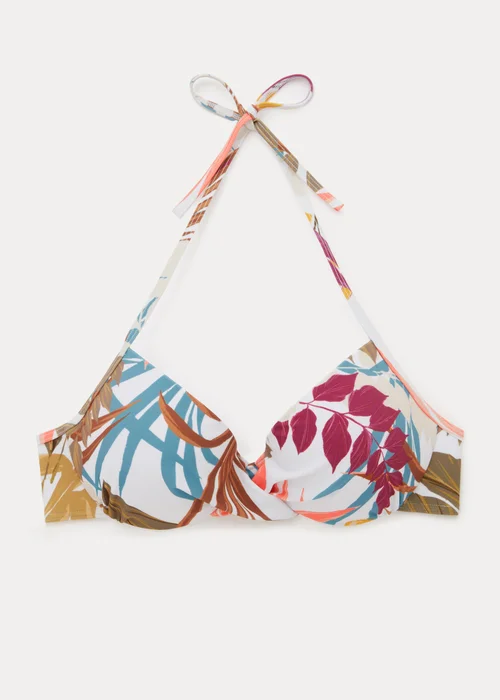 Multicoloured Leaf Print Underwired Bikini Top - 32B Image 1
