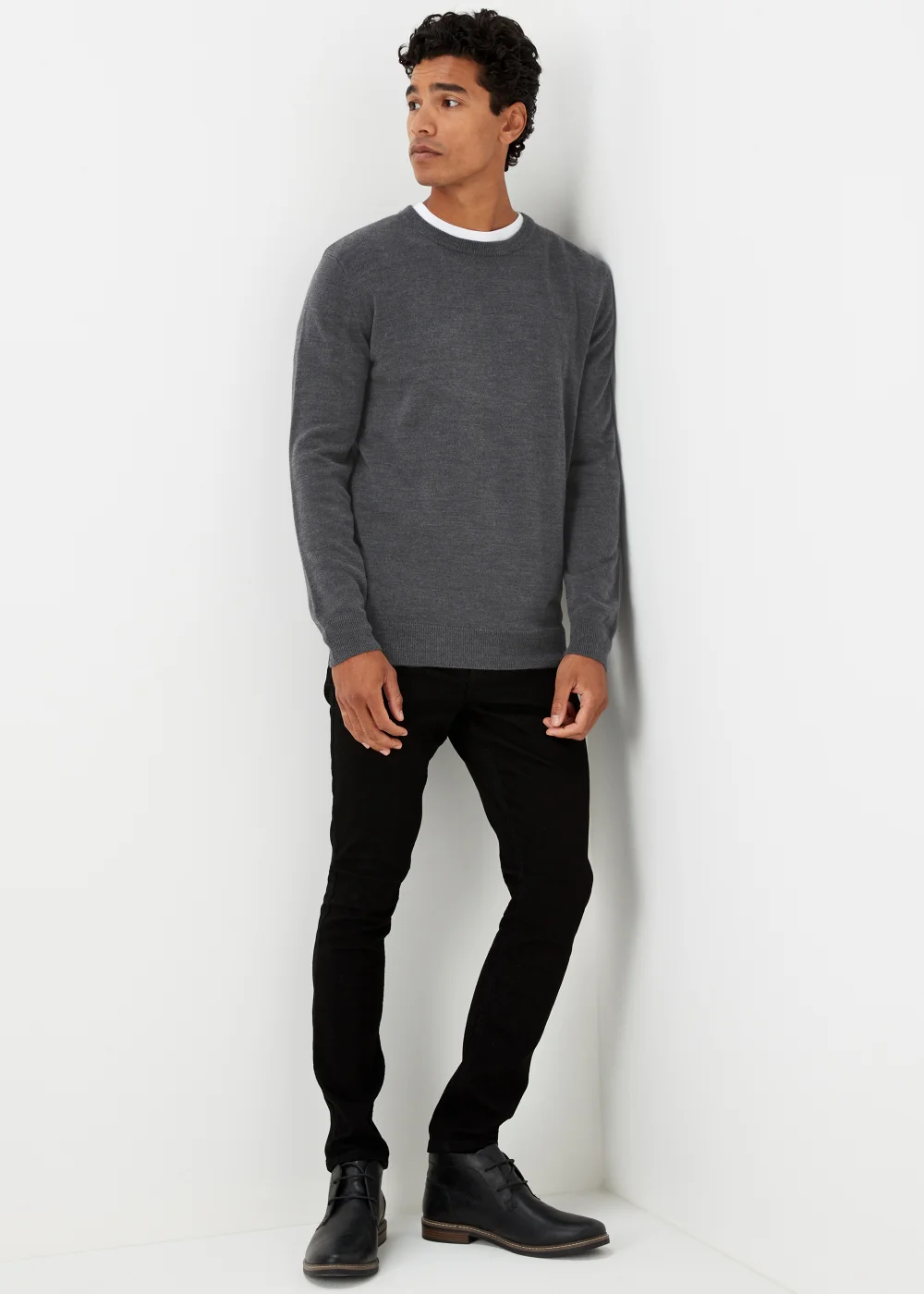 Charcoal Soft Touch Crew Neck Jumper - S Image 4
