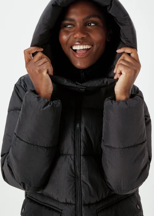 Black Long Padded Shower Resistant Coat - 8 Image 3