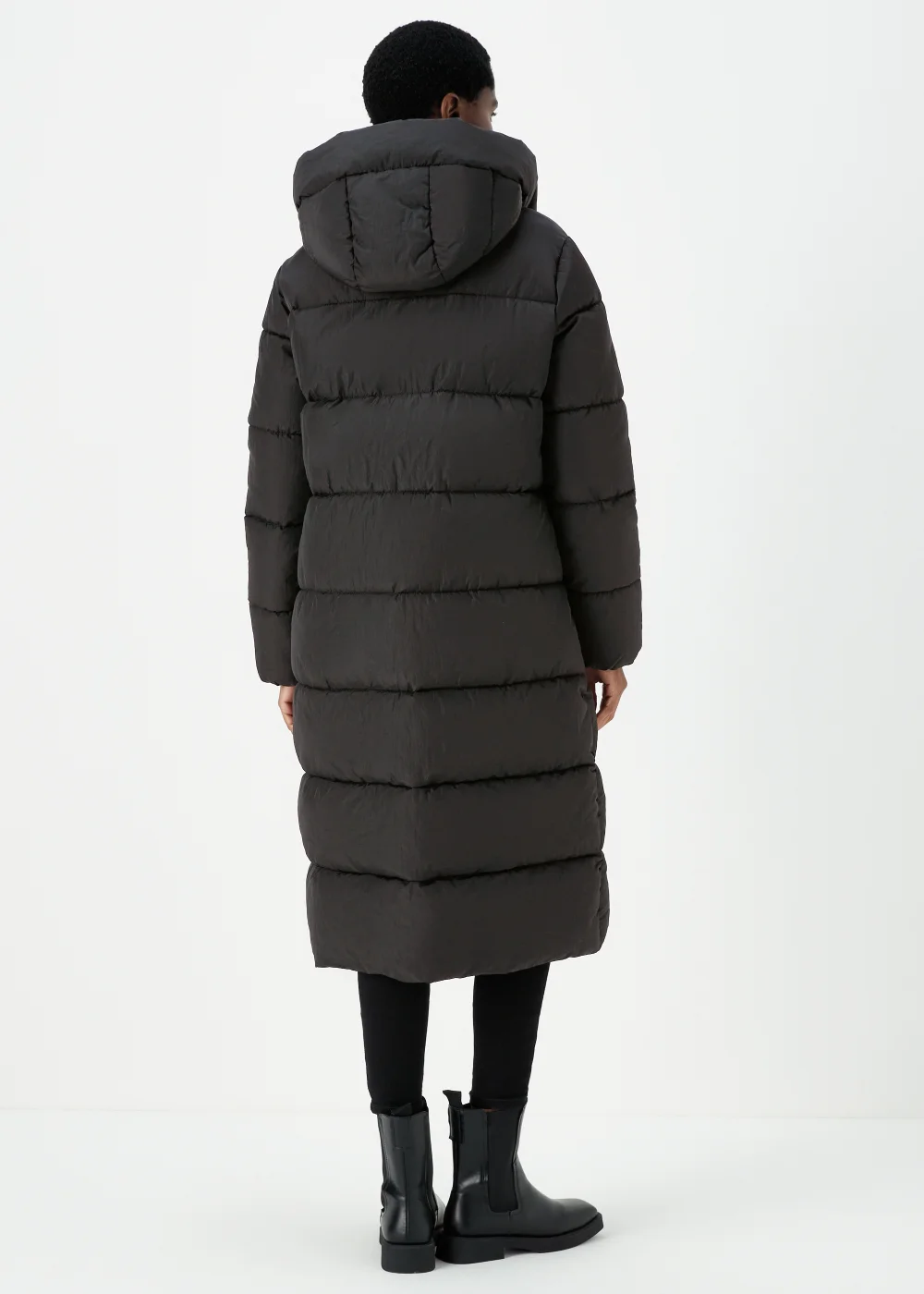 Black Long Padded Shower Resistant Coat - 8 Image 2