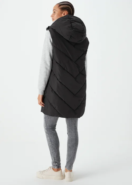 Black Mid Length Padded Shower Resistant Gilet - 8 Image 2