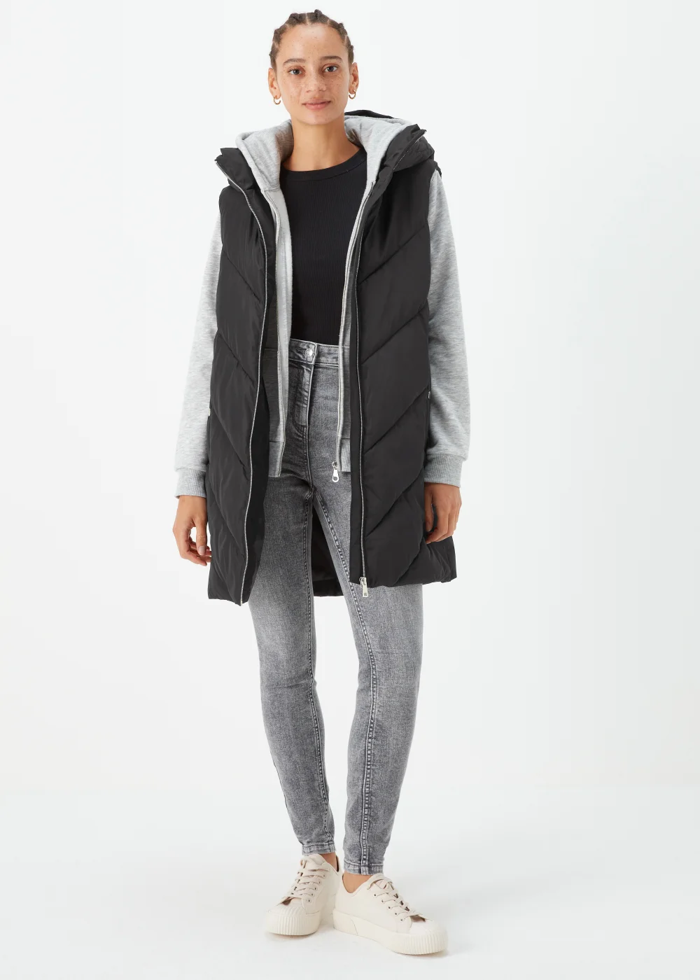 Black Mid Length Padded Shower Resistant Gilet - 8 Image 4
