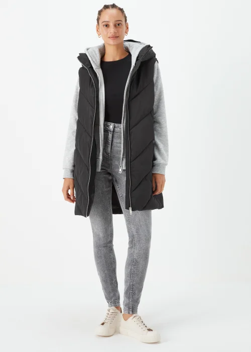 Black Mid Length Padded Shower Resistant Gilet - 8 Image 4