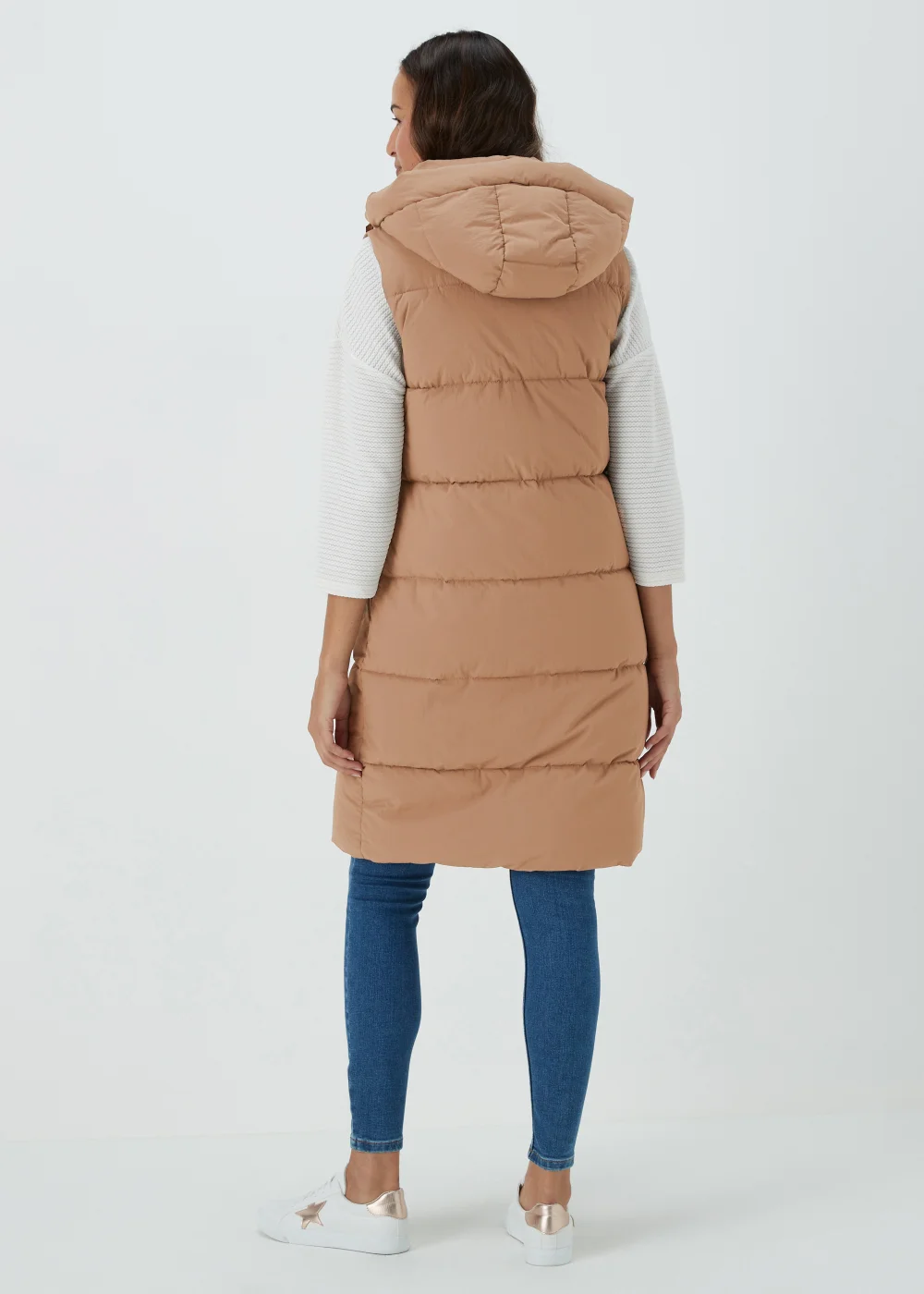 Beige Long Shower Resistant Gilet - 8 Image 2