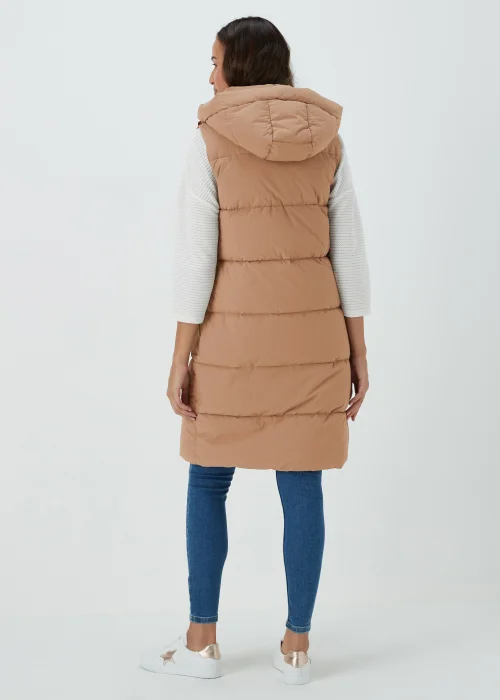 Beige Long Shower Resistant Gilet - 8 Image 2