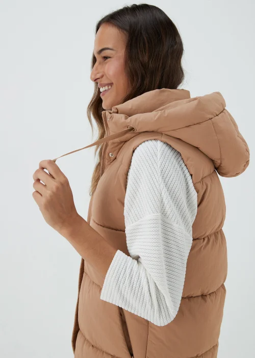 Beige Long Shower Resistant Gilet - 8 Image 3