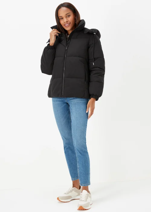 Black Short Padded Shower Resistant Coat - 8 Image 1
