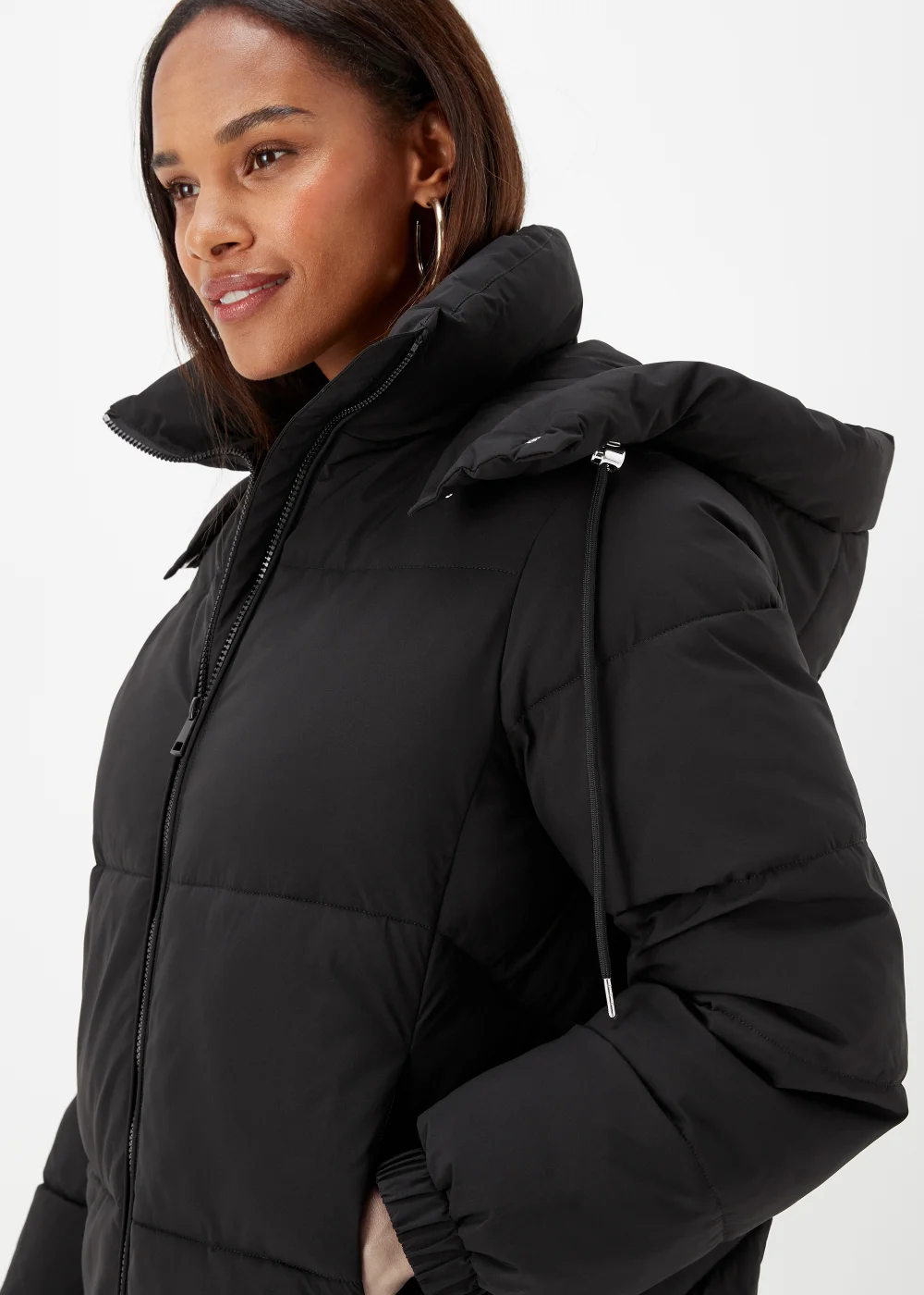 Black Short Padded Shower Resistant Coat - 8 Image 3