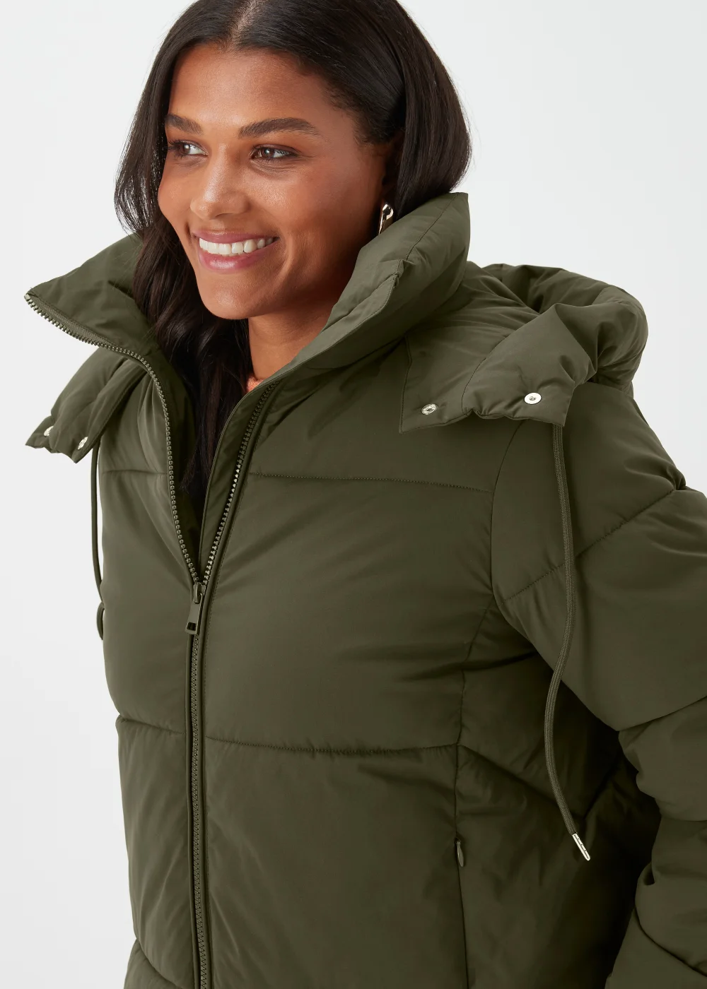 Green Short Padded Shower Resistant Coat - 8 Image 3