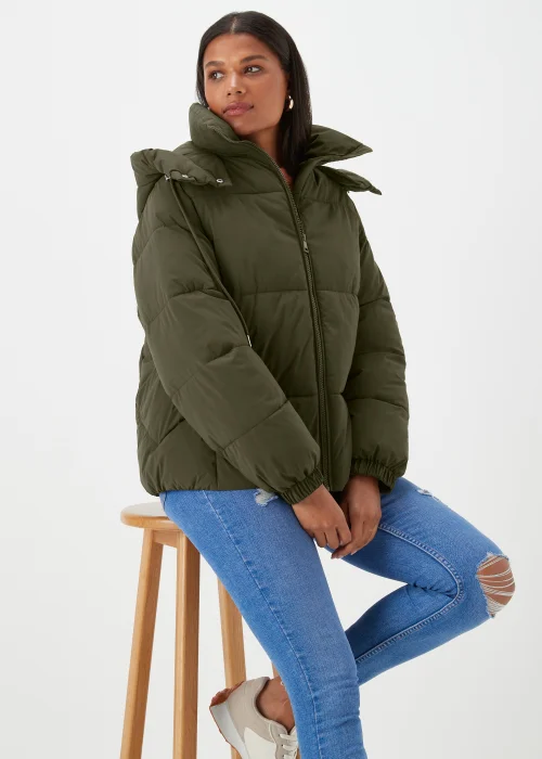 Green Short Padded Shower Resistant Coat - 8 Image 4