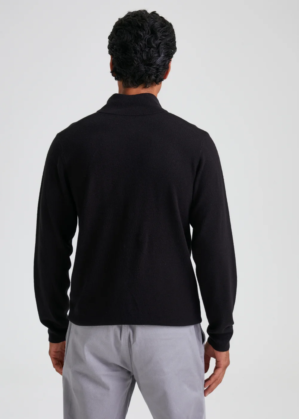 Black Soft Touch 1/4 Zip Knitted Sweatshirt - Small Image 2
