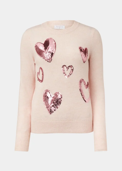 Pink Sequin Heart Jumper - S Image 5
