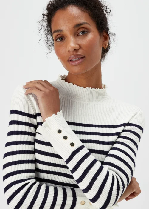 Et Vous Cream Stripe High Neck Knitted Jumper - 8 Image 3
