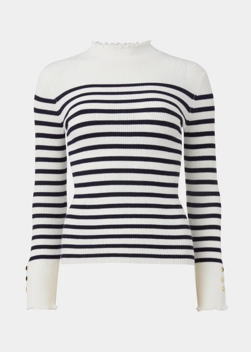 Et Vous Cream Stripe High Neck Knitted Jumper - 8 Image 5
