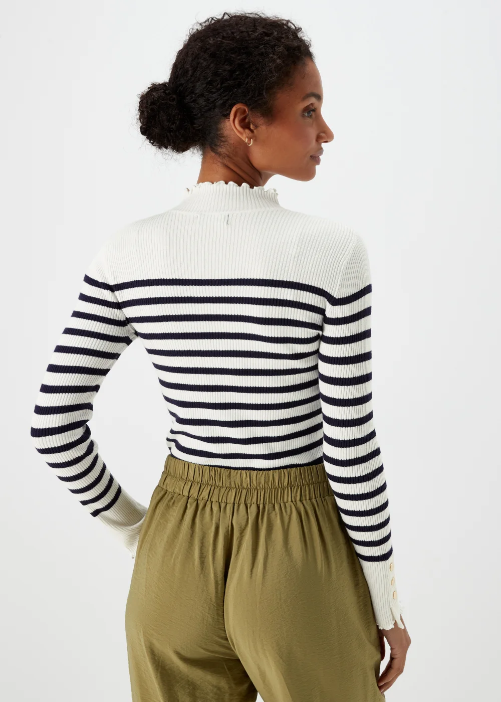 Et Vous Cream Stripe High Neck Knitted Jumper - 8 Image 2