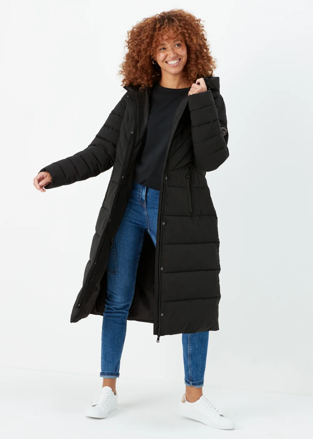 Black Long Padded Shower Resistant Coat - 8 Image 4