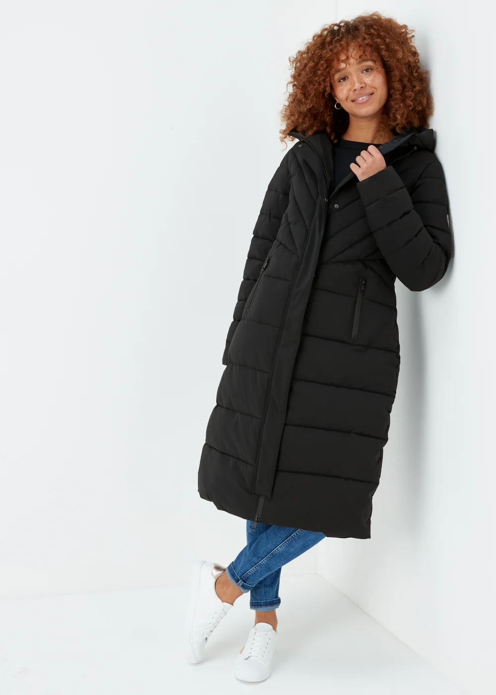 Black Long Padded Shower Resistant Coat - 8 Image 1