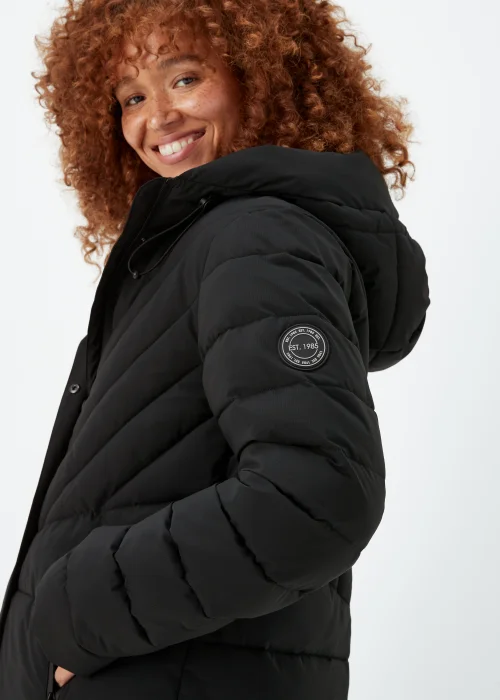 Black Long Padded Shower Resistant Coat - 8 Image 3