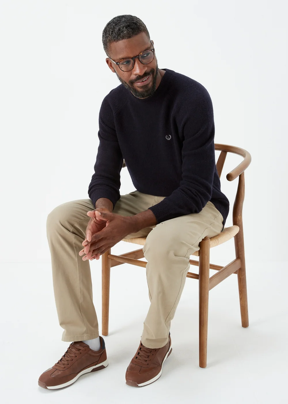 Lincoln Navy 100% Lambswool Crewneck Jumper - S Image 4