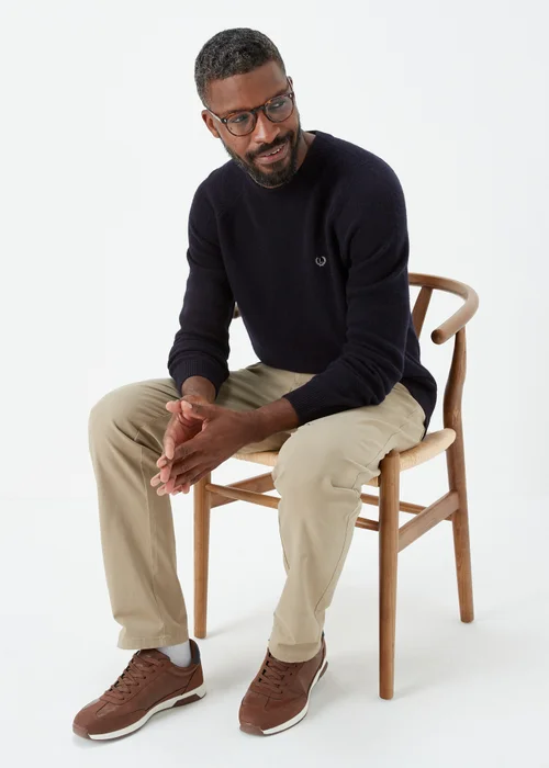 Lincoln Navy 100% Lambswool Crewneck Jumper - S Image 4