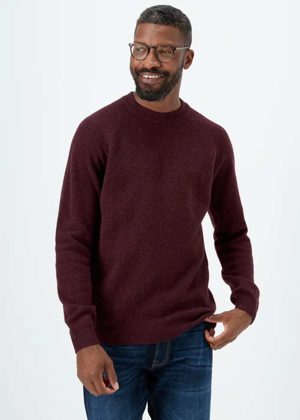 Lincoln Burgundy 100% Lambswool Crewneck Jumper - S Image 1
