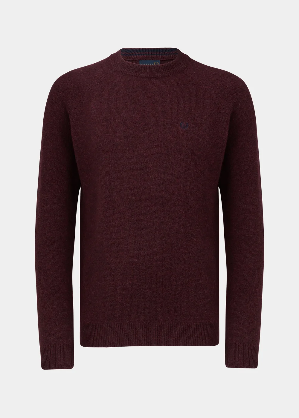 Lincoln Burgundy 100% Lambswool Crewneck Jumper - S Image 5
