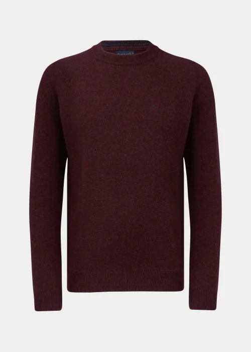 Lincoln Burgundy 100% Lambswool Crewneck Jumper - S Image 5