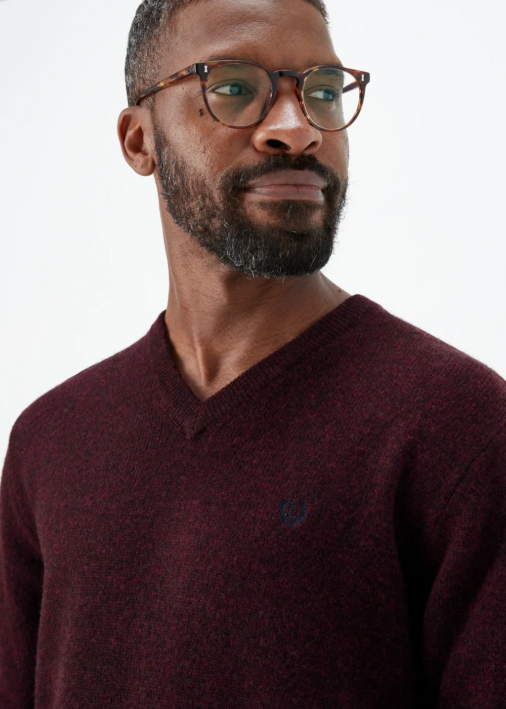 Lincoln Burgundy 100% Lambswool V Neck Jumper - S Image 3