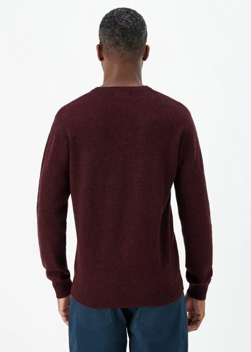 Lincoln Burgundy 100% Lambswool V Neck Jumper - S Image 2