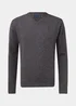 Lincoln Charcoal 100% Lambswool V Neck Jumper - Small Image 5