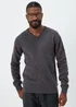 Lincoln Charcoal 100% Lambswool V Neck Jumper - Small Image 1