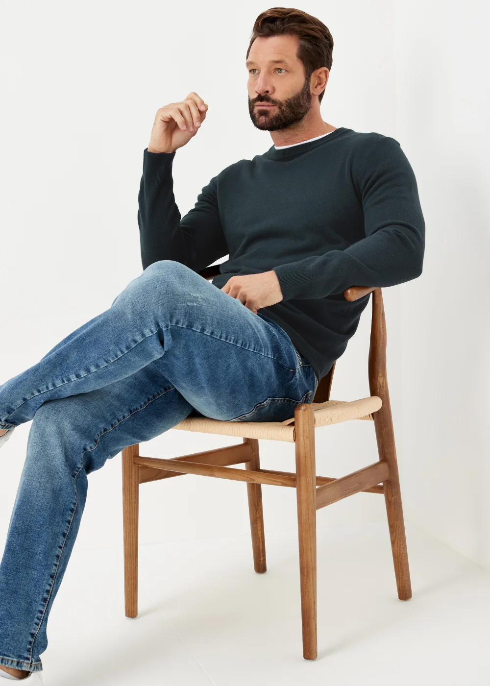Navy Soft Touch Crew Neck Jumper - S Image 4