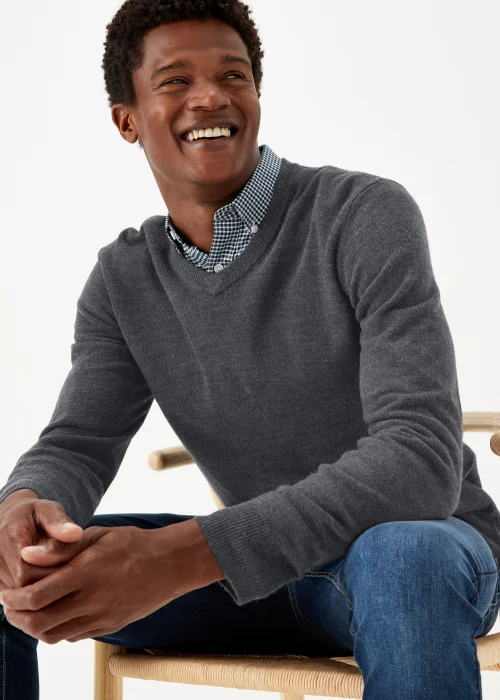 Charcoal Soft Touch V-Neck Jumper - S Image 3