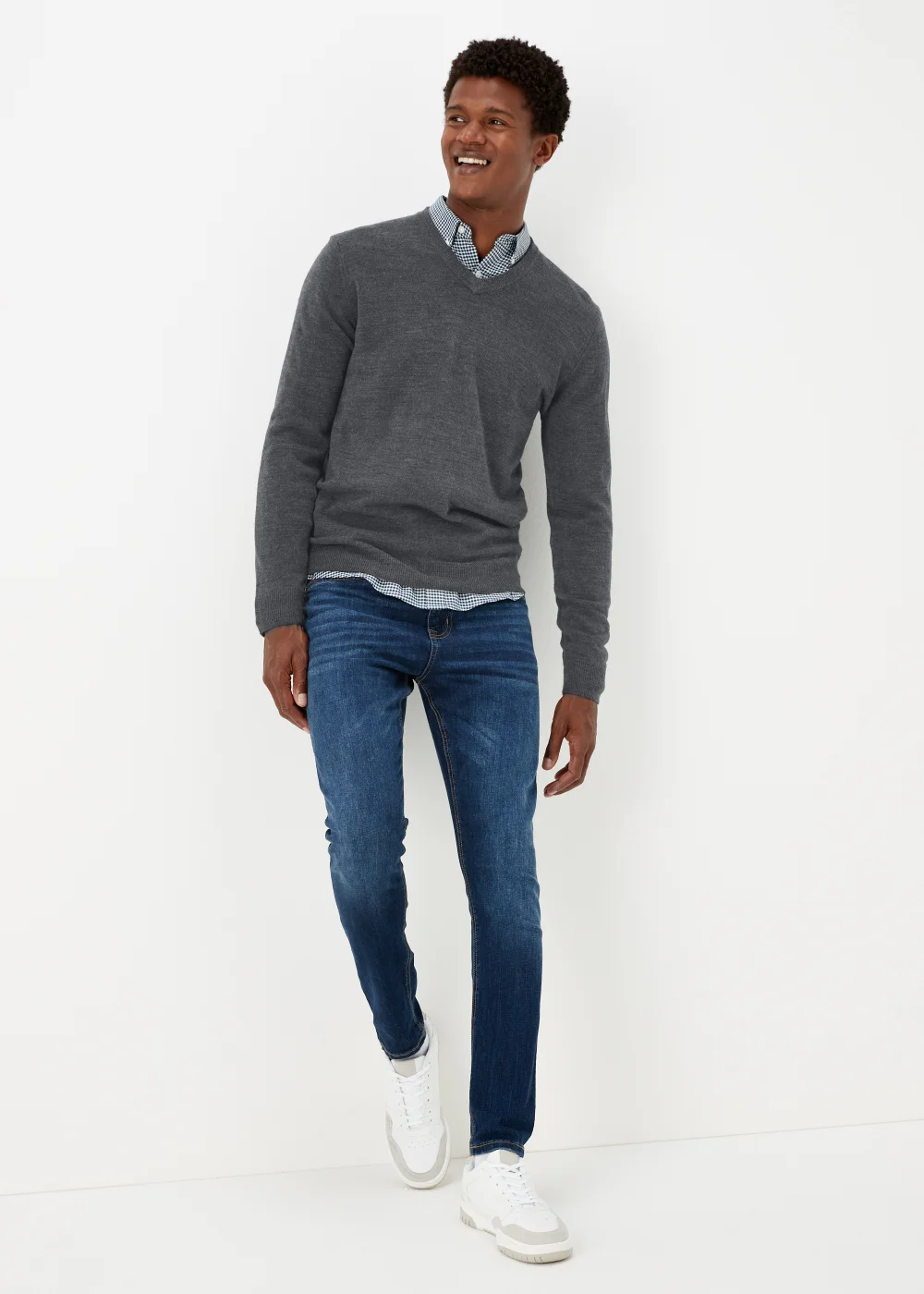 Charcoal Soft Touch V-Neck Jumper - S Image 4