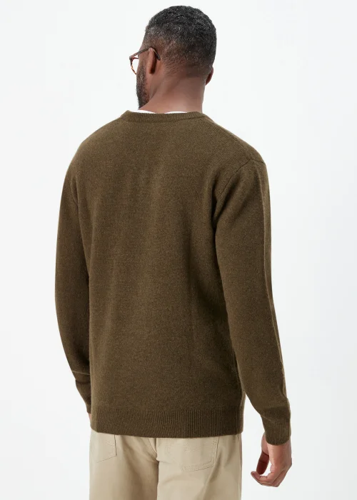 Lincoln Khaki 100% Lambswool V Neck Jumper - S Image 2