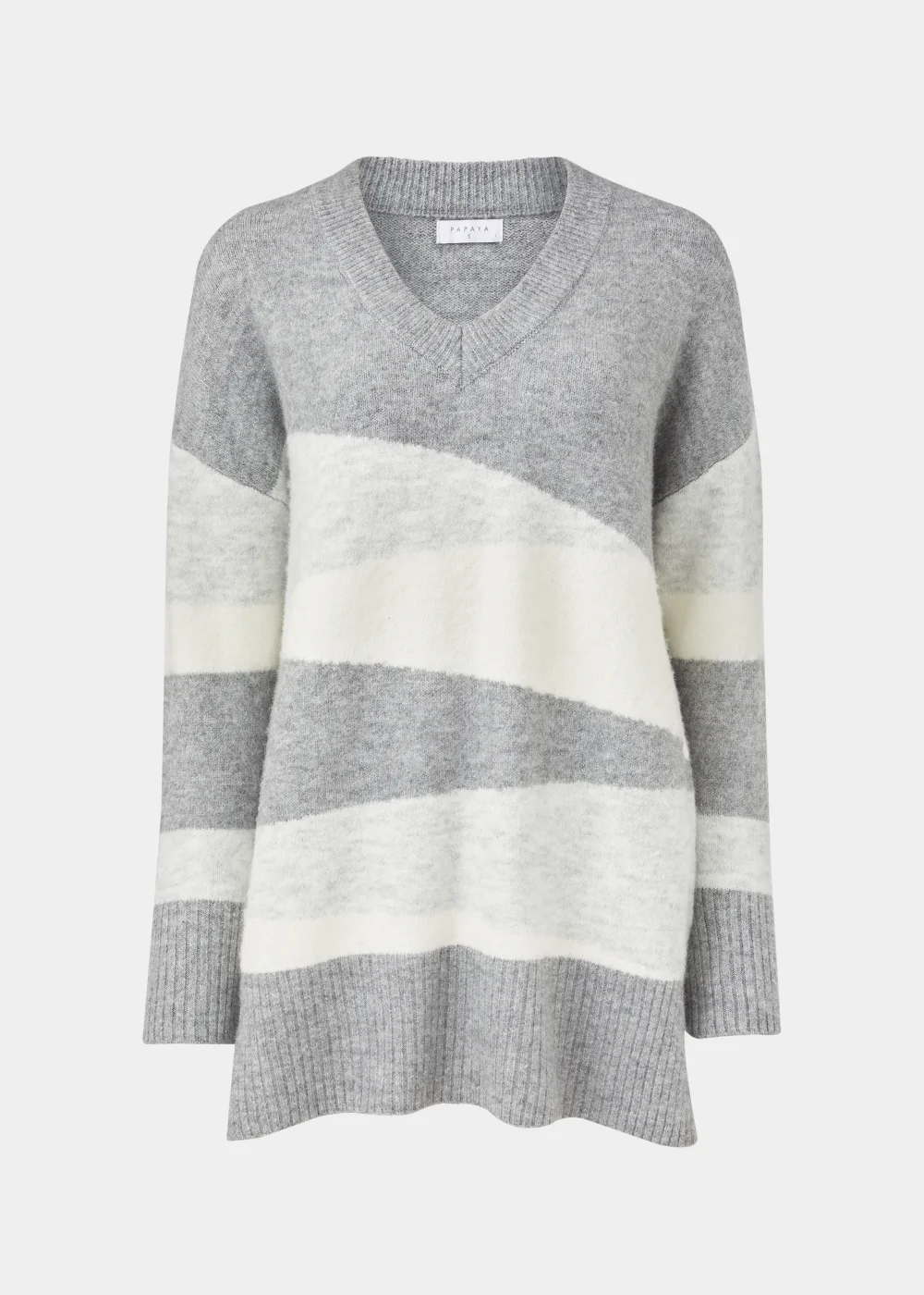 Grey Marl Colour Block Tunic Jumper - XS Image 5