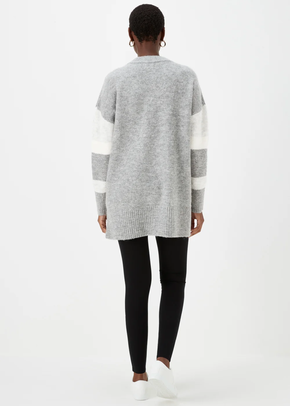 Grey Marl Colour Block Tunic Jumper - XS Image 2