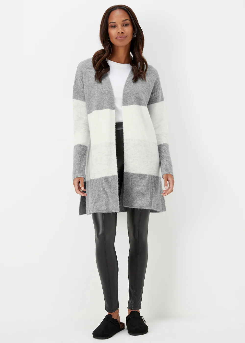Grey Marl Colour Block Cardigan - XS Image 1