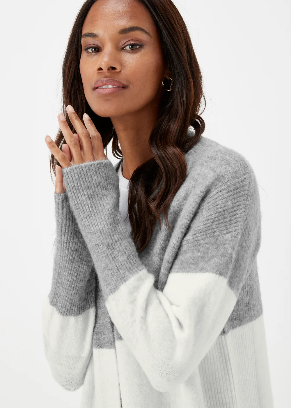 Grey Marl Colour Block Cardigan - XS Image 3